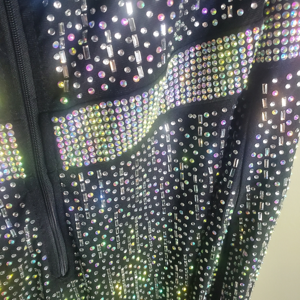 Black mesh dress with Iridescent rhinestones. Never worn new with tags size XXL - Picture 5 of 10